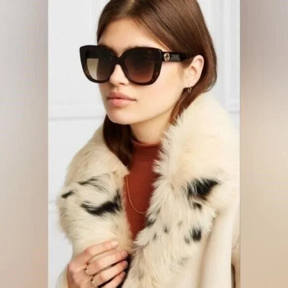 New - 💯 Original Gucci Light Brown Butterfly Ladies Sunglasses GG0327S 002